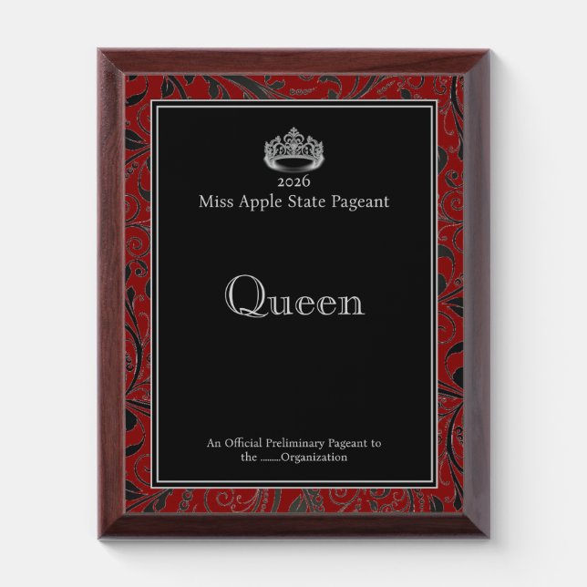 Pageant Miss Pageant Silver Crown  Award Plaque (Vertical)