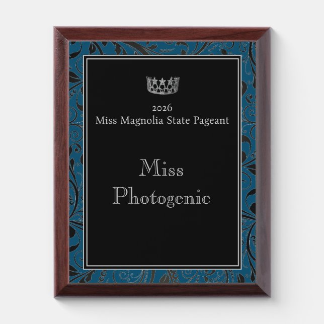 Pageant Miss USA type SilverStar Crown  Award Plaque (Vertical)