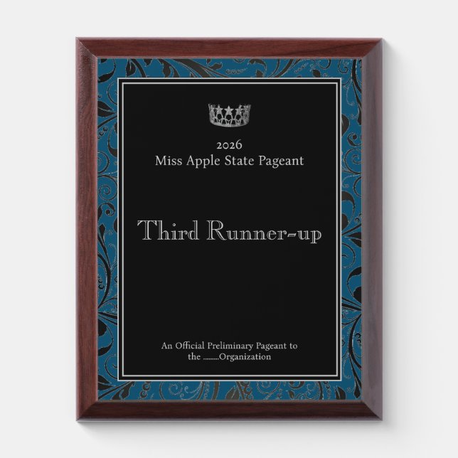 Pageant Miss USA type SilverStar Crown  Award Plaque (Vertical)