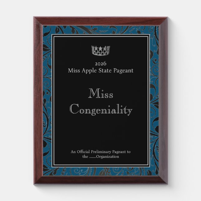 Pageant Miss USA type SilverStar Crown  Award Plaque (Vertical)