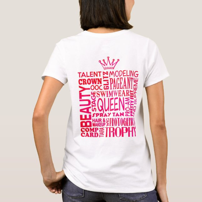 Pageant Mom - Pink Beauty Pageant Words T-Shirt (Back)