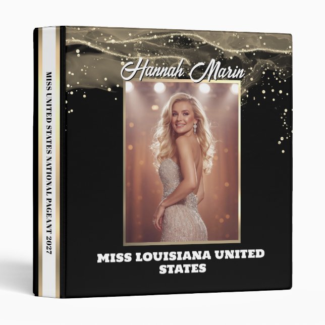 Pageant Notebook Sparkling Champagne Glitter  3 Ring Binder (Front/Spine)