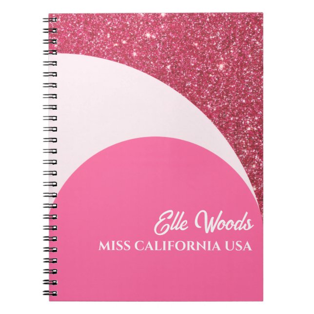 Pageant Notebook Workbook Bright Pink Glitter (Front)