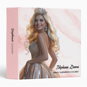 Pageant Prep Notebook Pink Marble Ice Cutout 3 Ring Binder