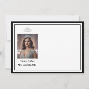 Pageant Queen Custom Name Flat Note Card