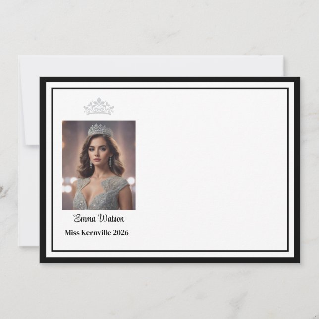 Pageant Queen Custom Name Flat Note Card (Front)