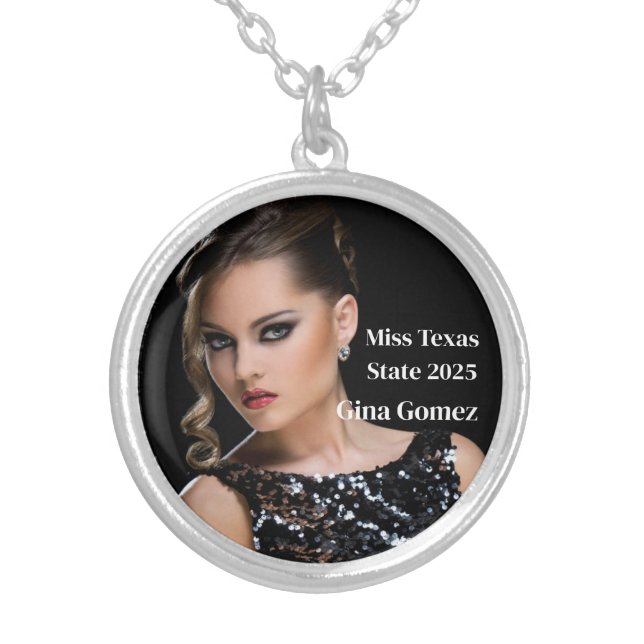 Pageant Queen Silver Plated Necklace (Front)