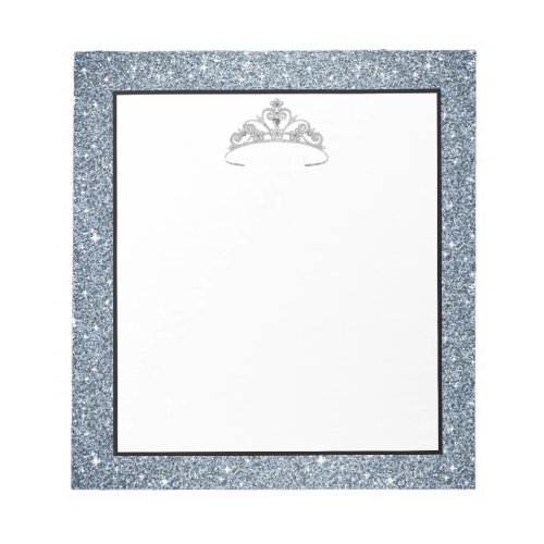 Pageant Rodeo Tiara Crown Blue Glitter Notepad