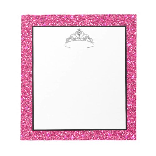 Pageant Rodeo Tiara Crown Pink Glitter Notepad