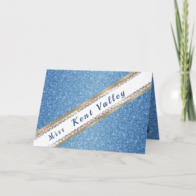 Pageant Sash Banner Faux Glitter Note Card (Front)