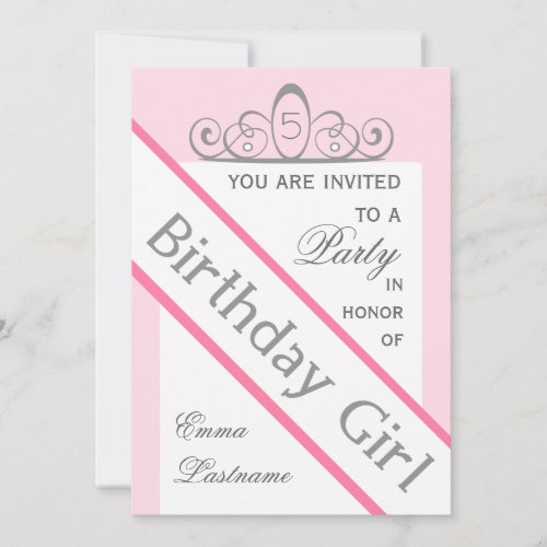 Pageant Sash &amp; Tiara Birthday Party Invitation