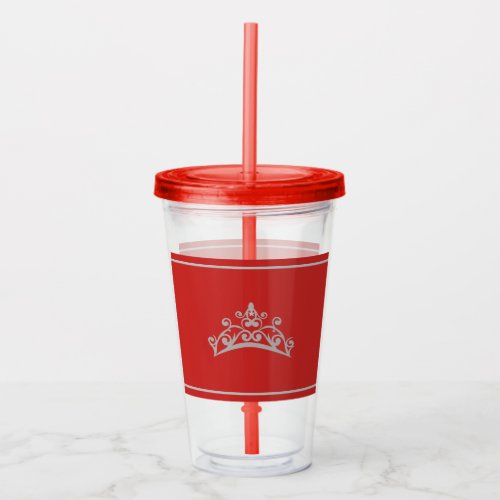 Pageant Silver Crown Red Acrylic Tumbler