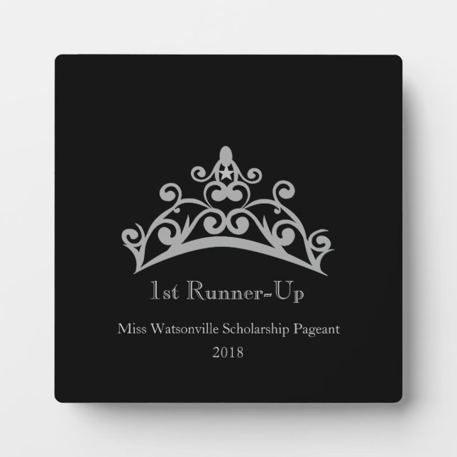 Pageant Silver Tiara Crown 1st Runner-up Plaque (Front)