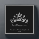 Pageant Silver Tiara Crown 2nd Runner-up Plaque<br><div class="desc">An award for any one who wishes to have a crown on it. Shown in a 5x7" size this plaque is a real stand-up award for your pageant winners, contestants or even best mom. Created in a sleek Black background with light Silver-Grey text and border, which you can change to...</div>