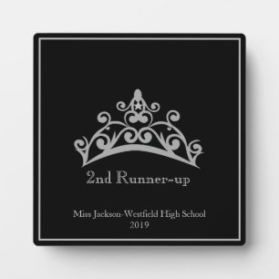 Pageant Silver Tiara Crown 2nd Runner-up Plaque