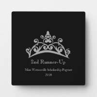 Pageant Silver Tiara Crown 2nd Runner-up Plaque