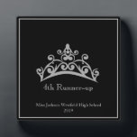 Pageant Silver Tiara Crown 4th Runner-up Plaque<br><div class="desc">An award for any one who wishes to have a crown on it. Shown in a 5x7" size this plaque is a real stand-up award for your pageant winners, contestants or even best mom. Created in a sleek Black background with light Silver-Grey text and border, which you can change to...</div>