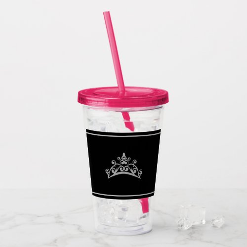 Pageant Silver Tiara Crown Acrylic Tumbler