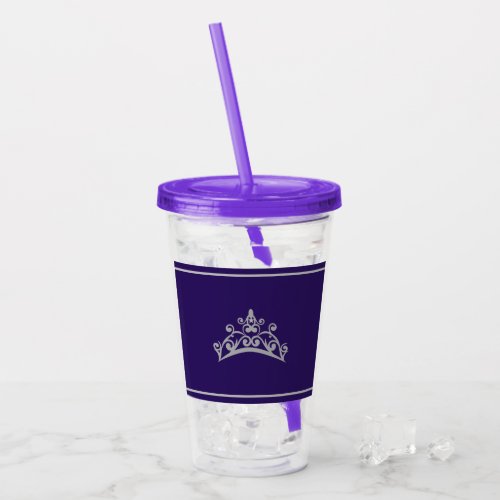 Pageant Silver Tiara Crown Acrylic Tumblers