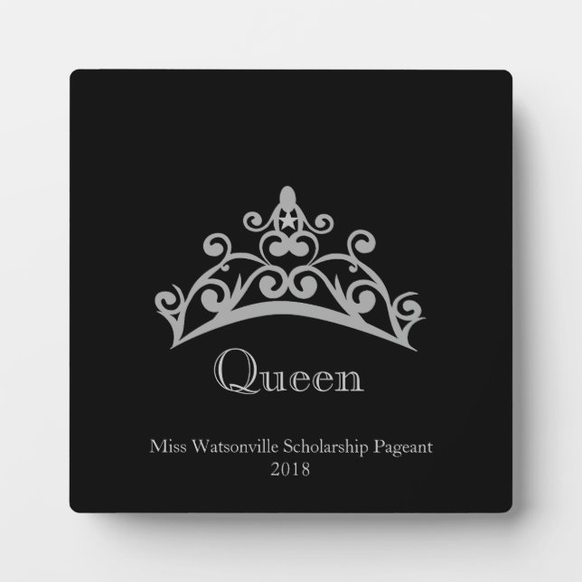 Pageant Silver Tiara Crown Queen Plaque (Front)