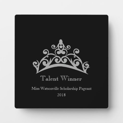 Pageant Silver Tiara Crown Talent Plaque