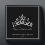 Pageant SLVR Tiara Crown Miss Congeniality Plaque<br><div class="desc">An award for any one who wishes to have a crown on it. Shown in a 5x7" size this plaque is a real stand-up award for your pageant winners, contestants or even best mom. Created in a sleek Black background with light Silver-Grey text and border, which you can change to...</div>
