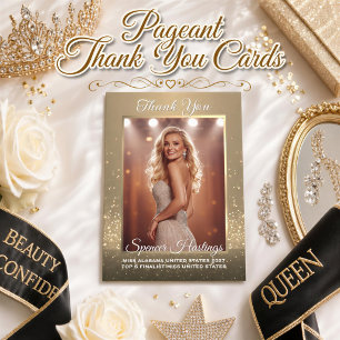 Pageant Thank You Card Gold Frame Sponsor Thanks
