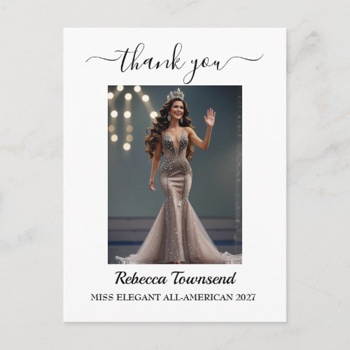 Pageant Thank You Photo PostCards Minimal Elegant