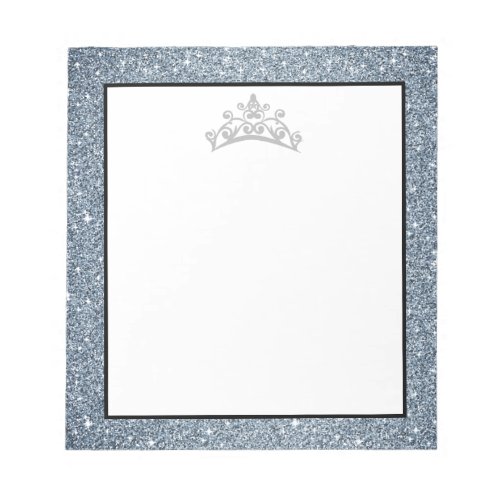 Pageant Tiara Crown Blue Glitter Notepad