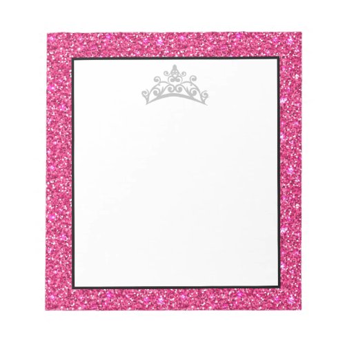Pageant Tiara Crown Pink Glitter Notepad