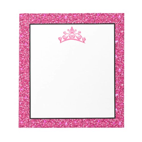 Pageant Tiara Crown Pink Glitter Notepad