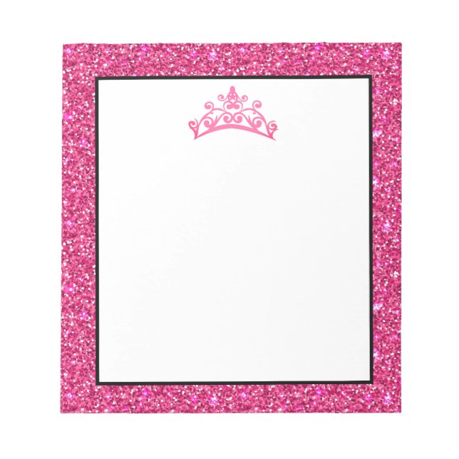 Pageant Tiara Crown Pink Glitter Notepad (Front)