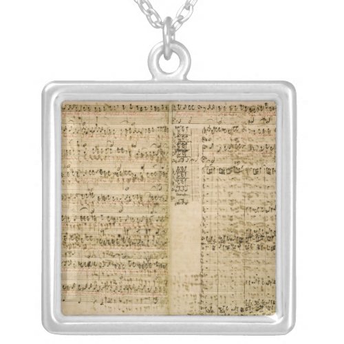 Pages from Score of the The Art of the Fugue Silver Plated Necklace