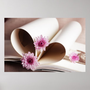 Pages of a Book Made into a Heart Shape Poster