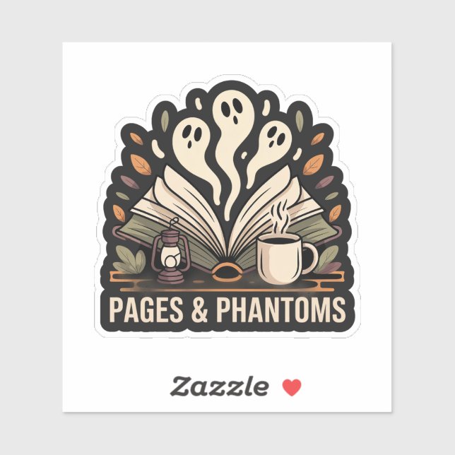 Pages & Phantoms — cozy spooky reading Sticker (Sheet)