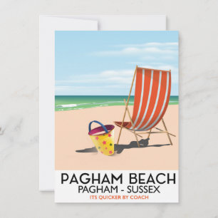 Pagham Beach Sussex vintage travel poster Invitation