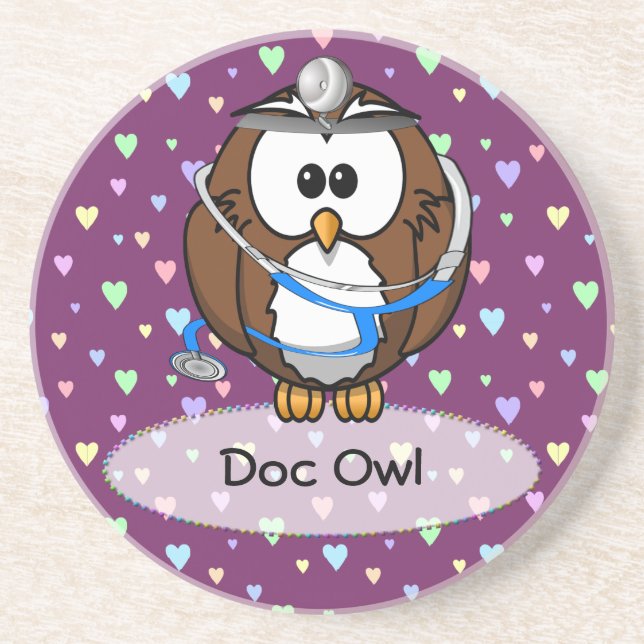 paging Doc Owl Drink Coaster (Front)
