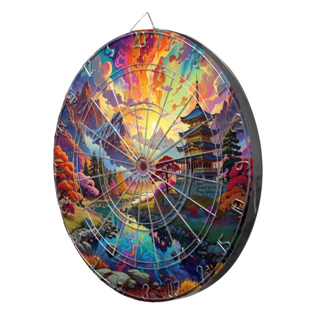 Pagoda and Coloured Landscape  Dartboard  (Front Right)