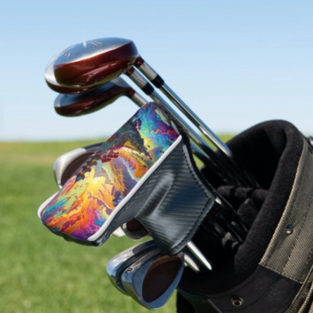 Pagoda and Coloured Landscape  Golf Head Cover (Vibrant Pagoda  Fantasy Landscape Golf Club Headcover –Golfer Gift Accessory)