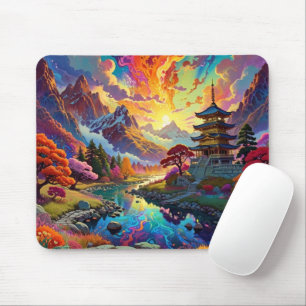 Pagoda and Coloured Landscape Mouse Pad