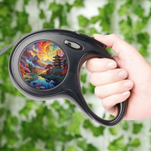 Pagoda and Coloured Landscape Retractable Pet Leash