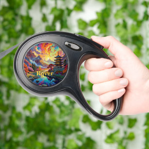 Pagoda and Coloured Landscape Retractable Pet Leash