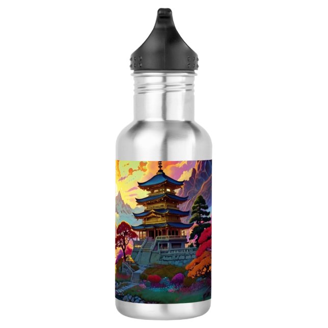 Pagoda and Coloured Landscape  Stainless Steel Water Bottle (Right)