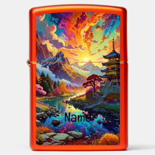 Pagoda and Coloured Landscape Zippo Lighter