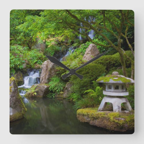 Pagoda and Pond in the Japanese Garden Square Wall Clock