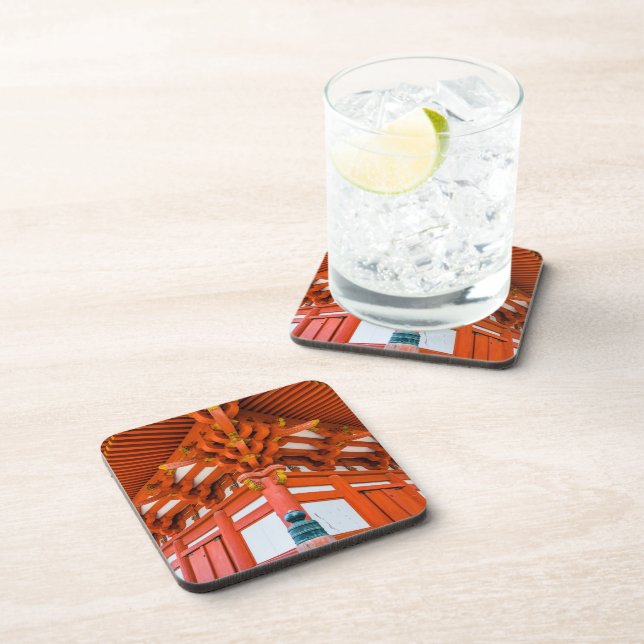 Pagoda bottom up perspective, Miyajima Beverage Coaster (Right Side)