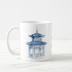Pagoda Chinoiserie Blue and White Coffee Mug