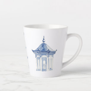 Pagoda Chinoiserie Blue and White Latte Mug