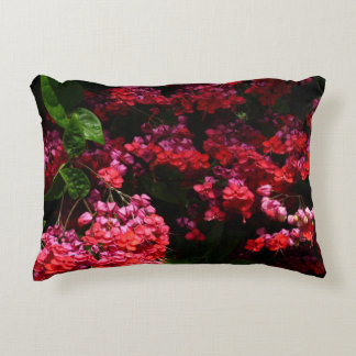 Pagoda Flowers Colorful Red and Pink Accent Pillow