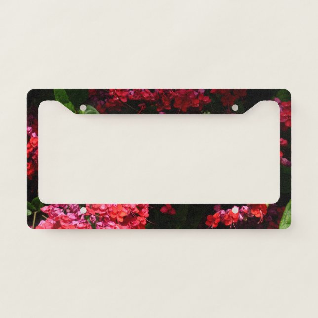 Pagoda Flowers Colorful Red and Pink License Plate Frame (Front)